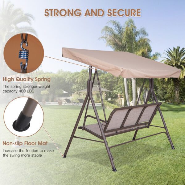 3-Person Sunshade Swing Chair Outdoor