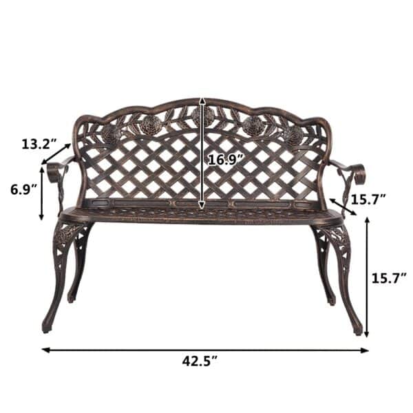 42.5inch Outdoor Patio Porch Garden Chair Cast Aluminum