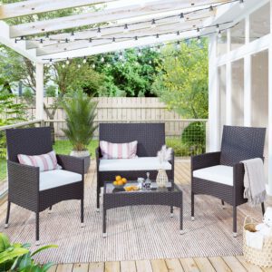 4Pcs Outdoor Garden Rattan Patio Furniture Set Include