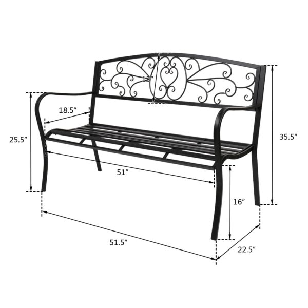 51in Outdoor Bench Iron Patio