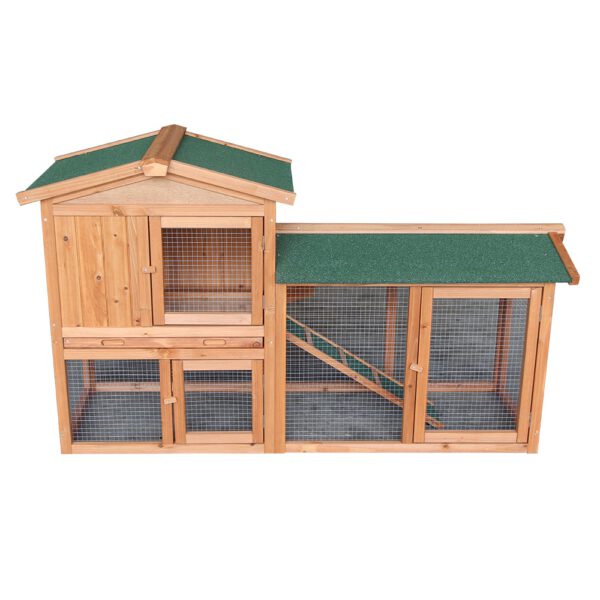 61" Wooden Chicken Coop Hen House Large 2 Layer Rabbit Hutch