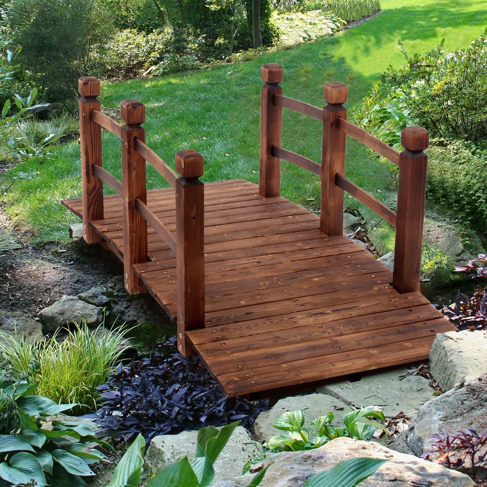 Can be Delivered Within 3 to 10 Days Arch Bridge Small Wooden Bridge Courtyard Outdoor Anticorrosive Wood Landscape Bridge Burlywood SDFDSAF