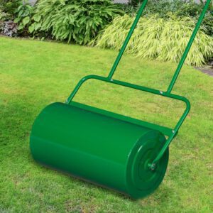 Oshion 19.5/24in Lawn Roller Iron Cylindrical Garden Roller Green/Black