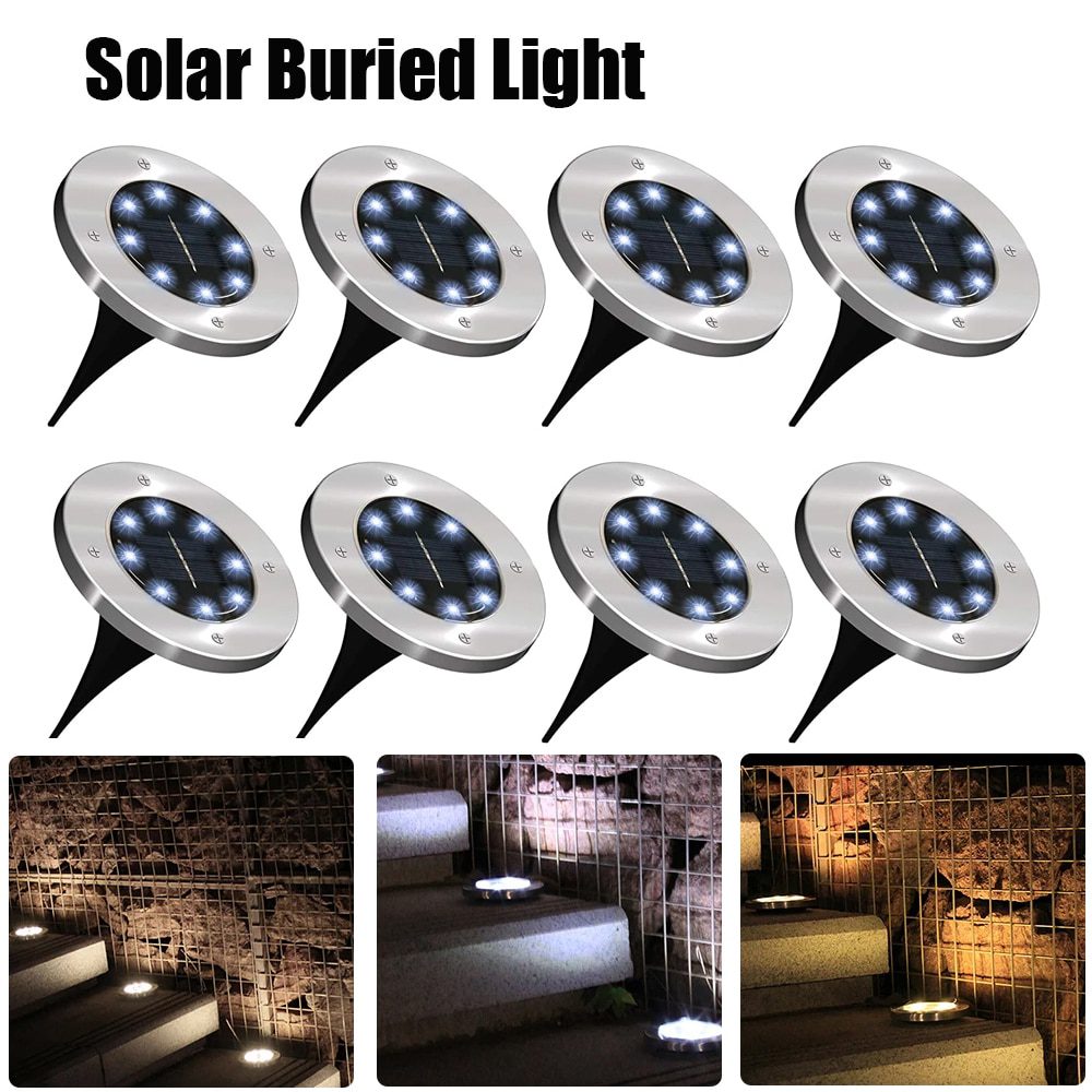 8 Packs 12 LED Solar Garden Lights Outdoor Waterproof Bright in-Ground Lights for Lawn Pathway Yard Driveway GEILIENERGY Solar Ground Lights 
