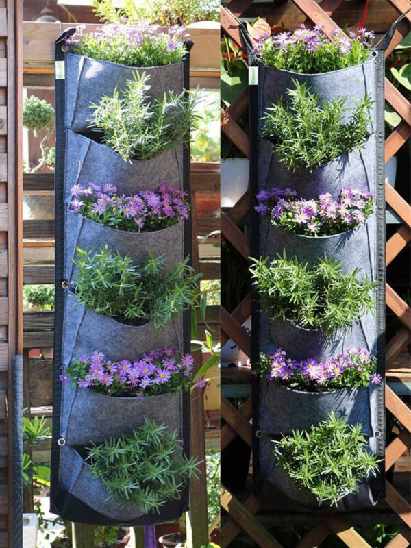 6 Bags Hanging Plant vertical flower pots