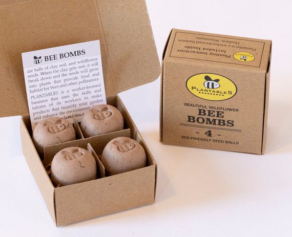 Bee Bombs - gift box of 4 wildflower seed balls for pollinators